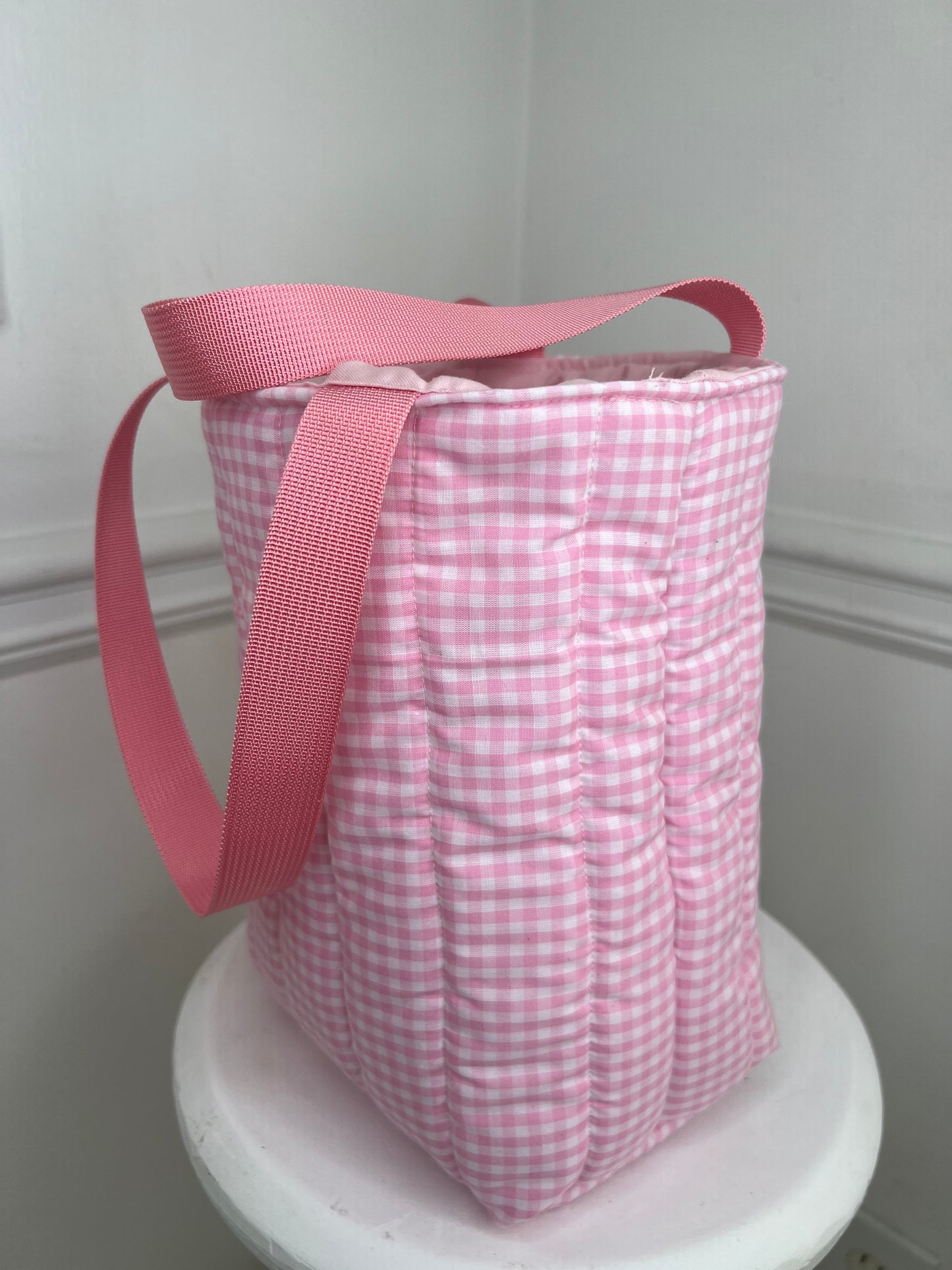 The tall gingham pink bag