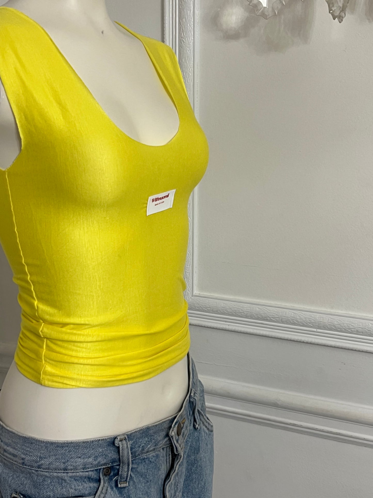 The undone scoop neck logo tank yellow