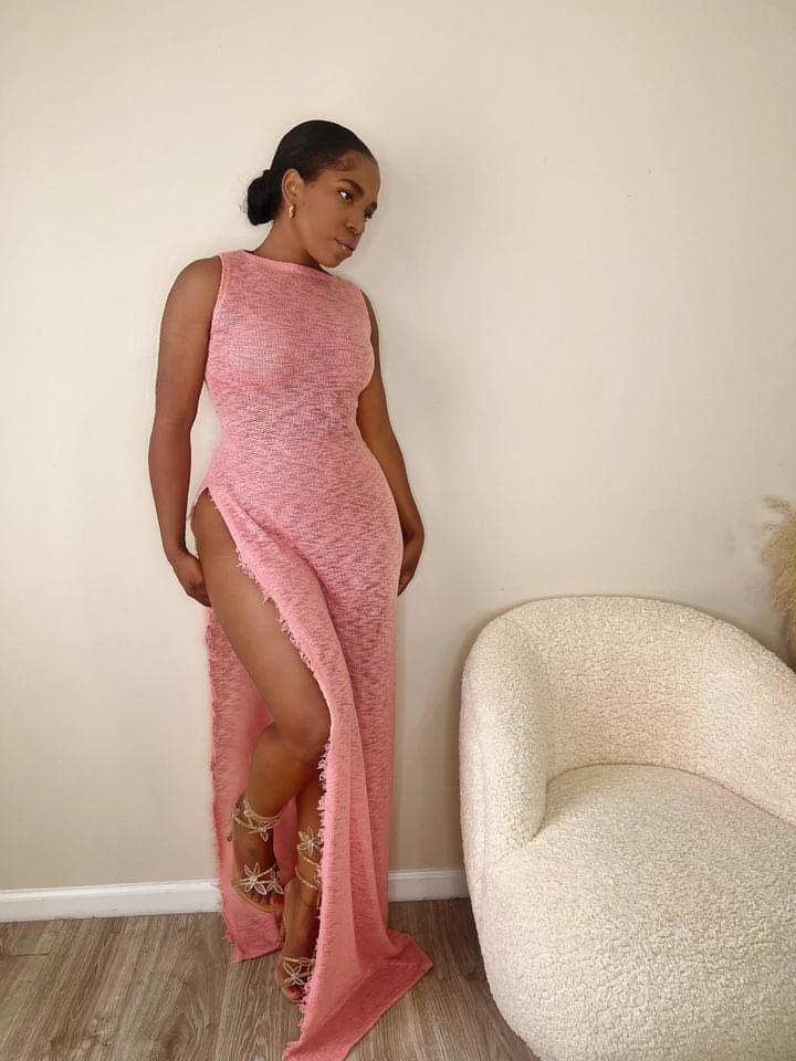 Pink knit dress