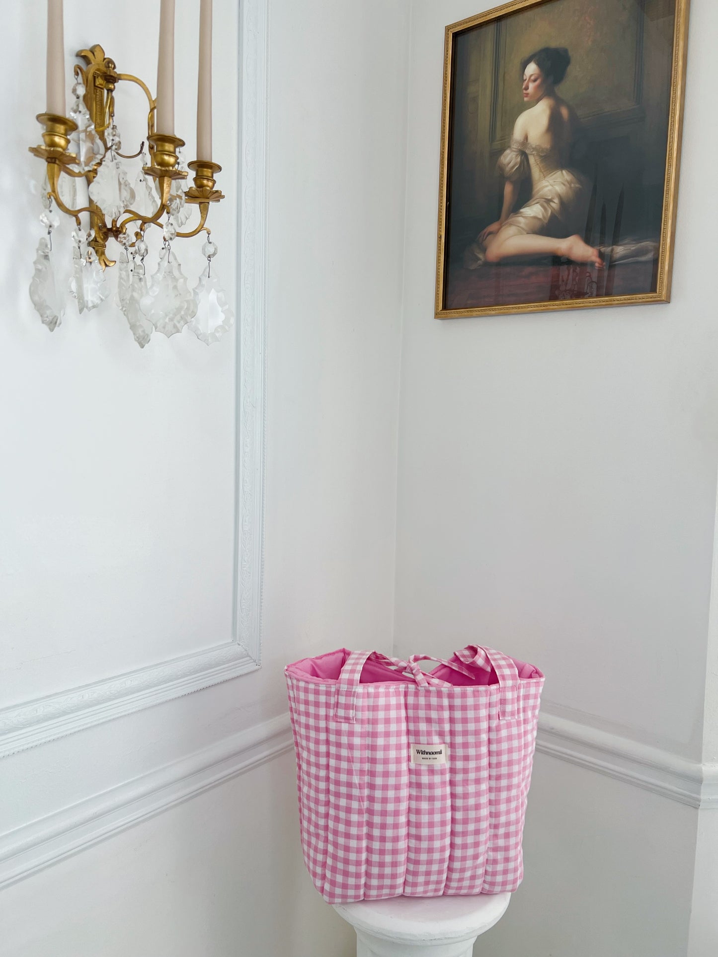 The Large gingham pink tote bag