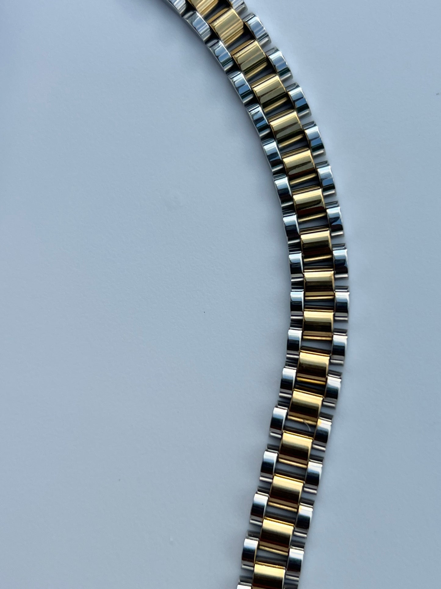 'Sol' chunky two tone watch bracelet