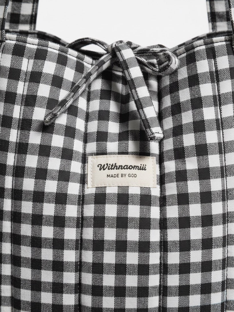 The Large gingham black tote bag