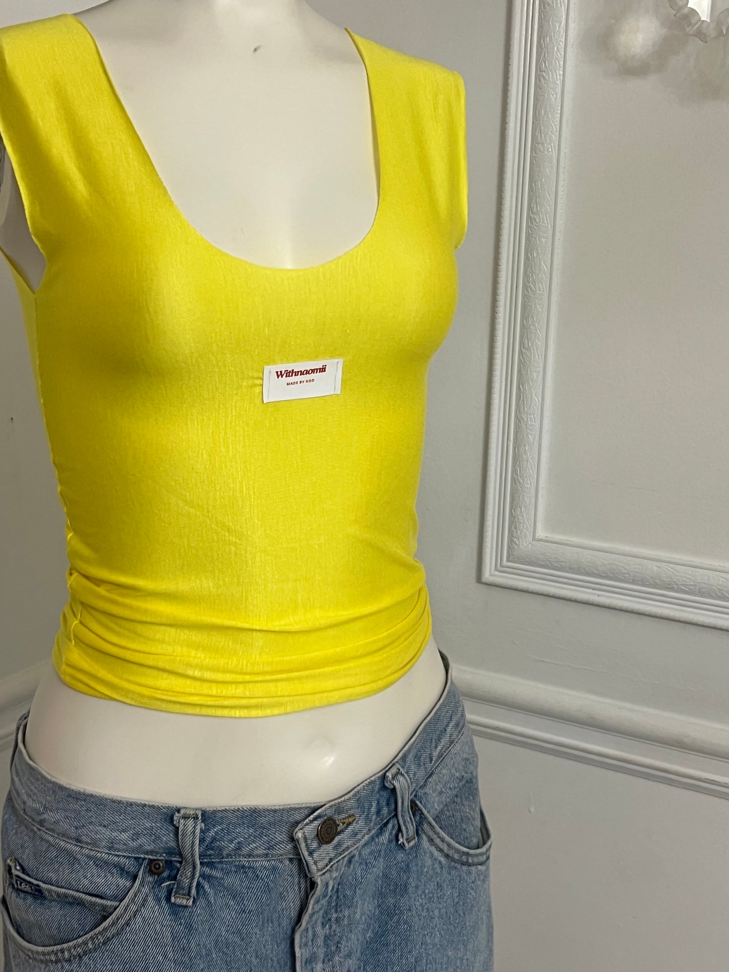 The undone scoop neck logo tank yellow