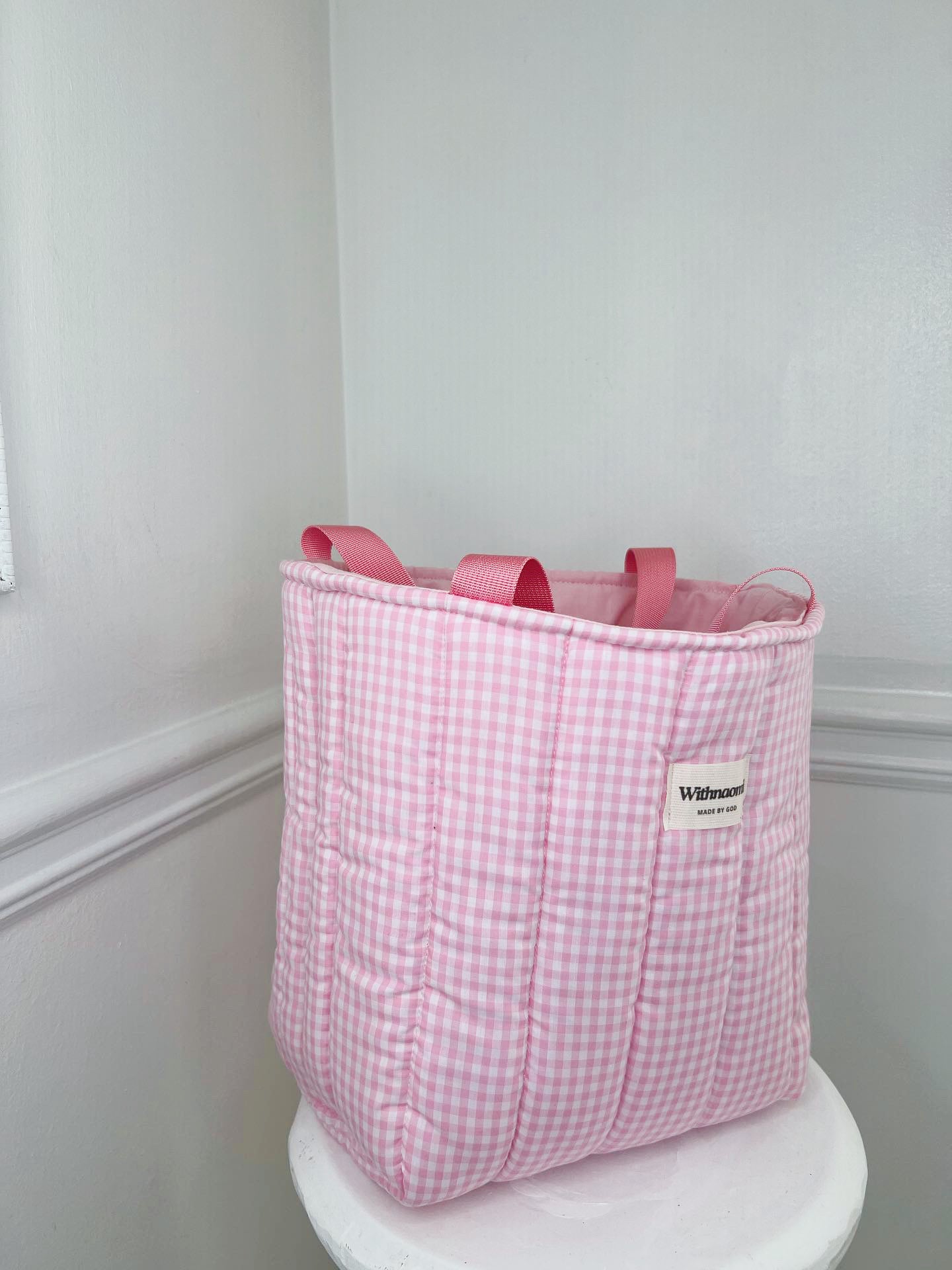 The wide gingham pink bag