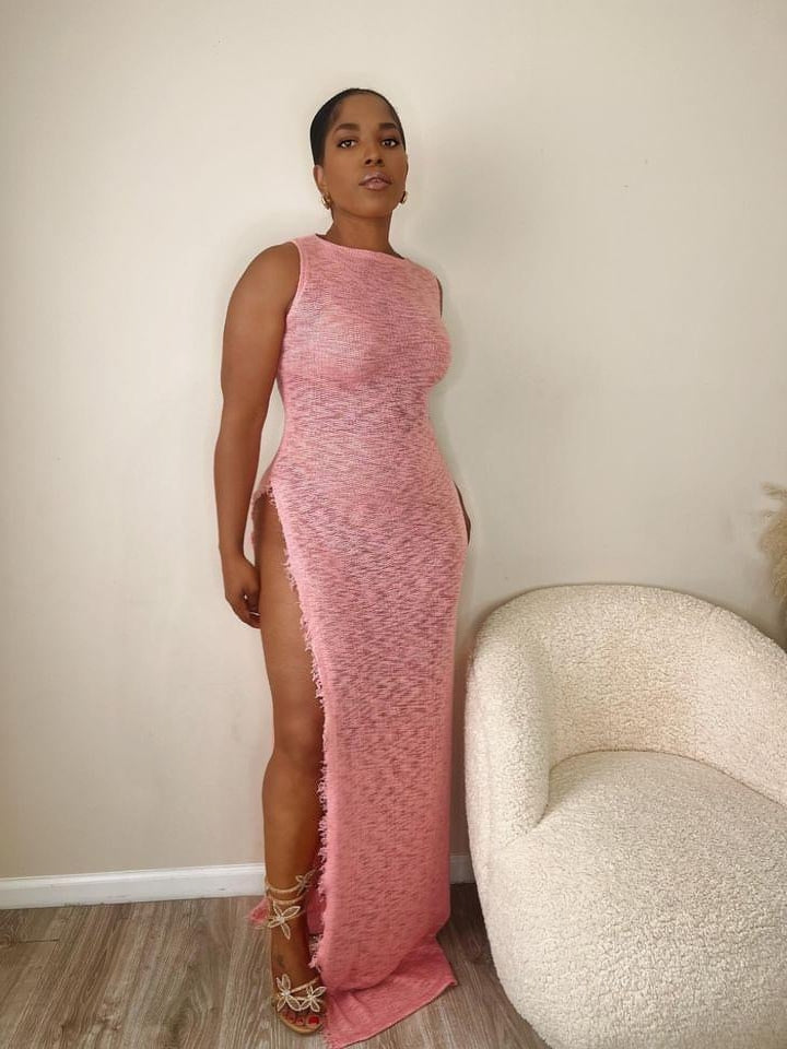 Pink knit dress