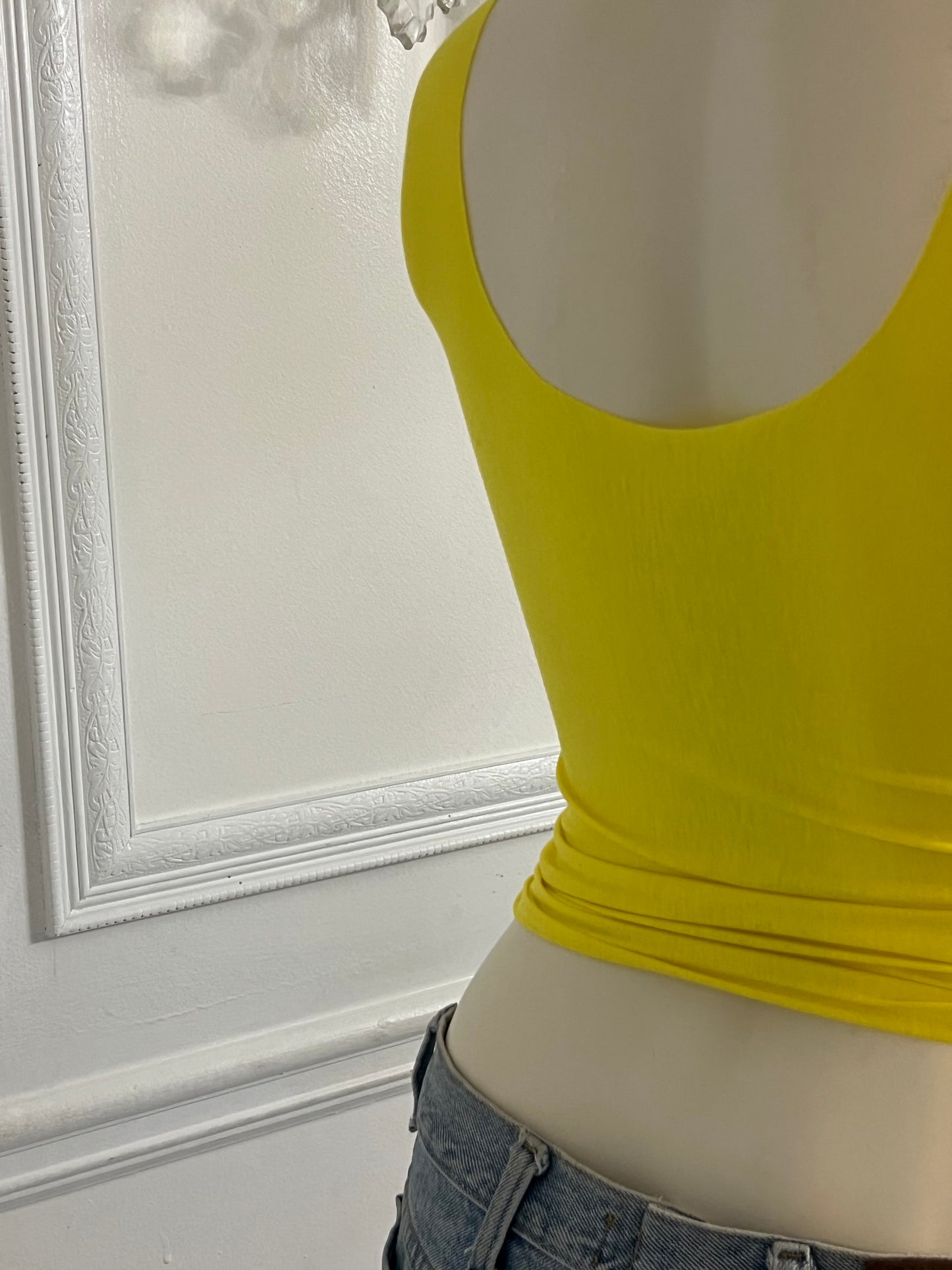 The undone scoop neck logo tank yellow