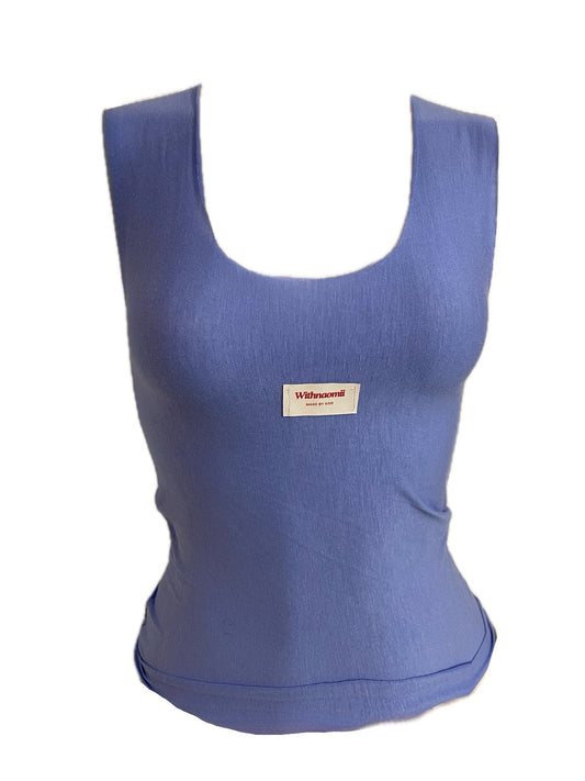 The undone scoop neck logo tank blue