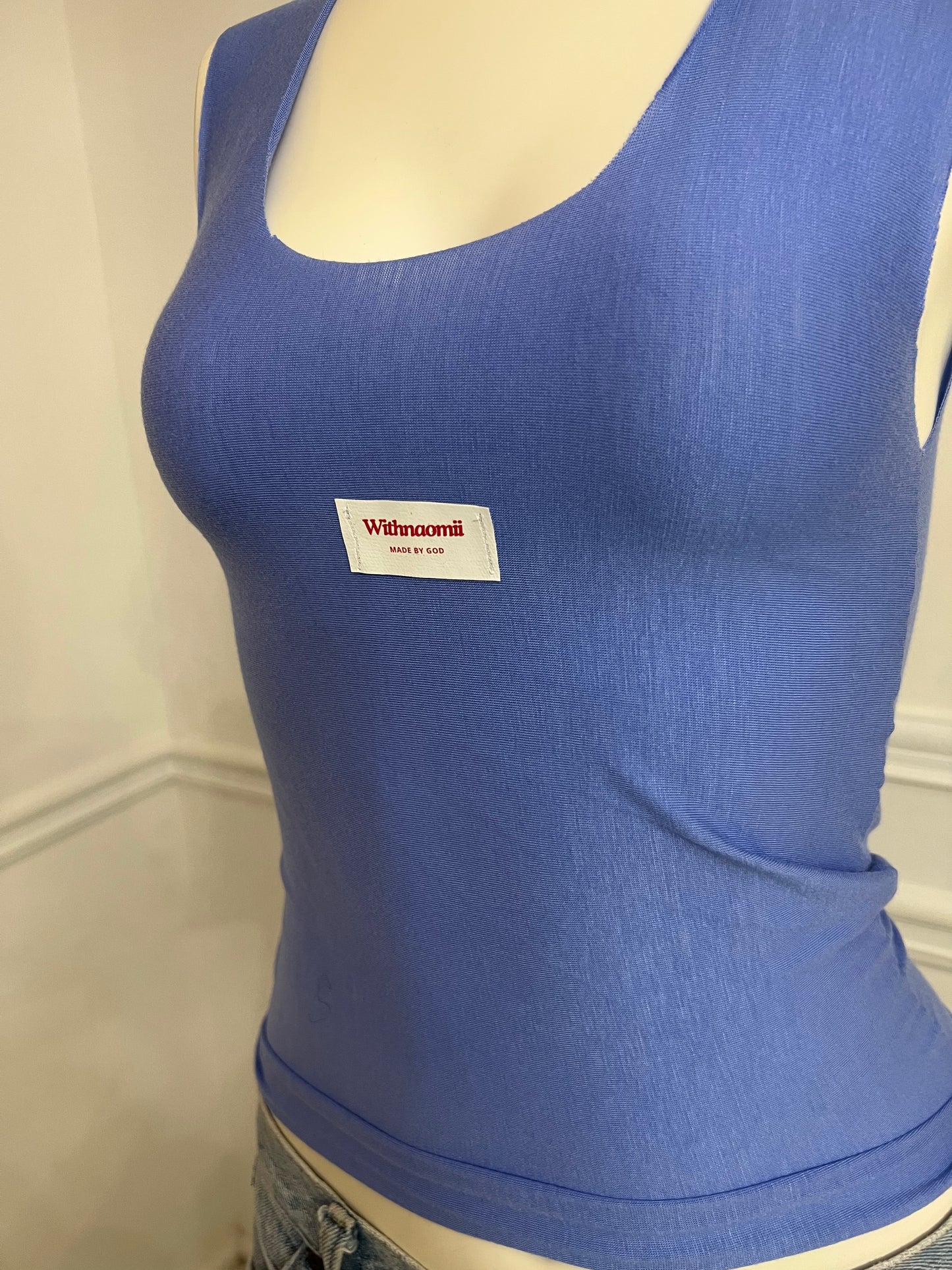 The undone scoop neck logo tank blue