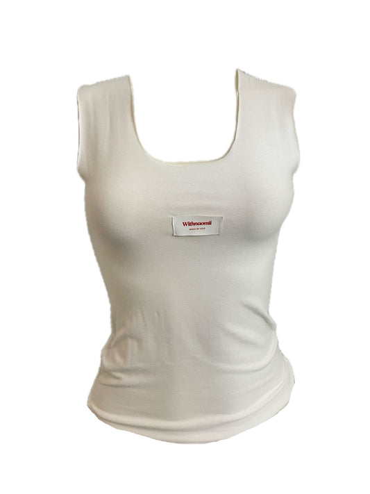 The undone scoop neck logo tank white