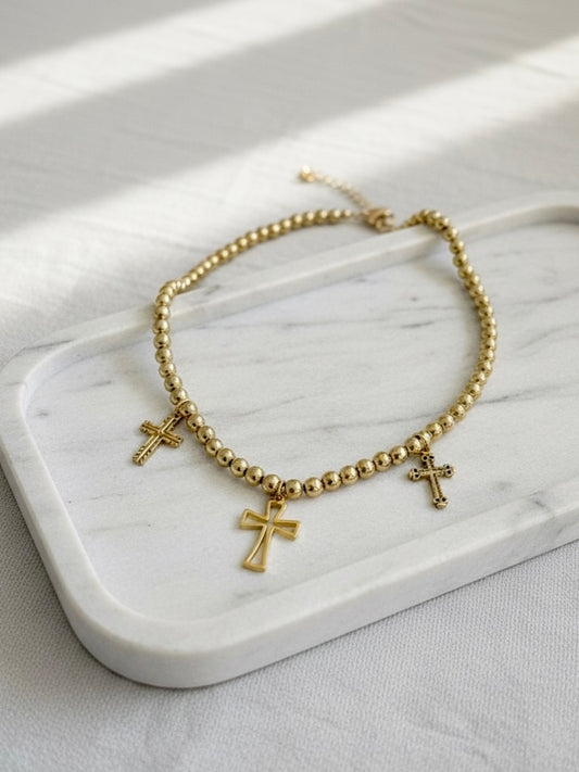Resurrection cross pearl necklace