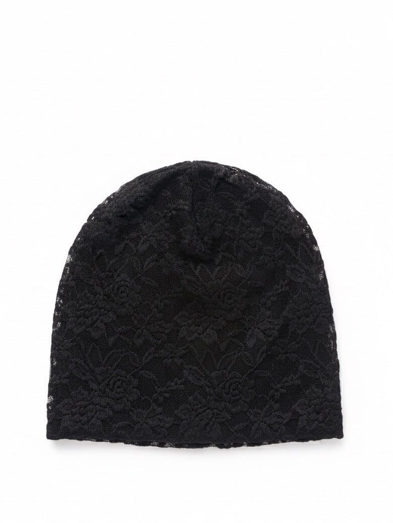Dreamy lace handmade beanie | black