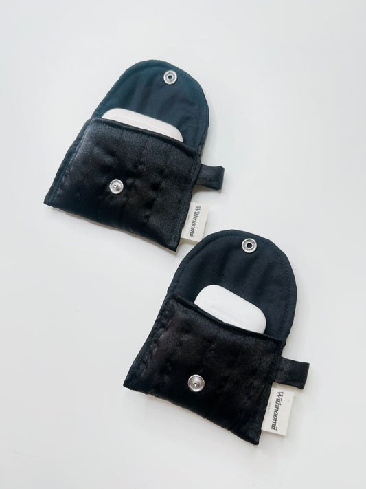 Satin obsession padded AirPod case with keychain hoop