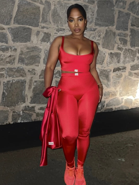 Second skin high waist leggings | cherry