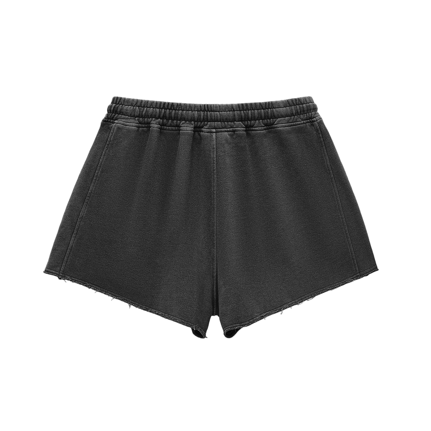 Loosely Snow Washed Raw Edge Drawstring Shorts