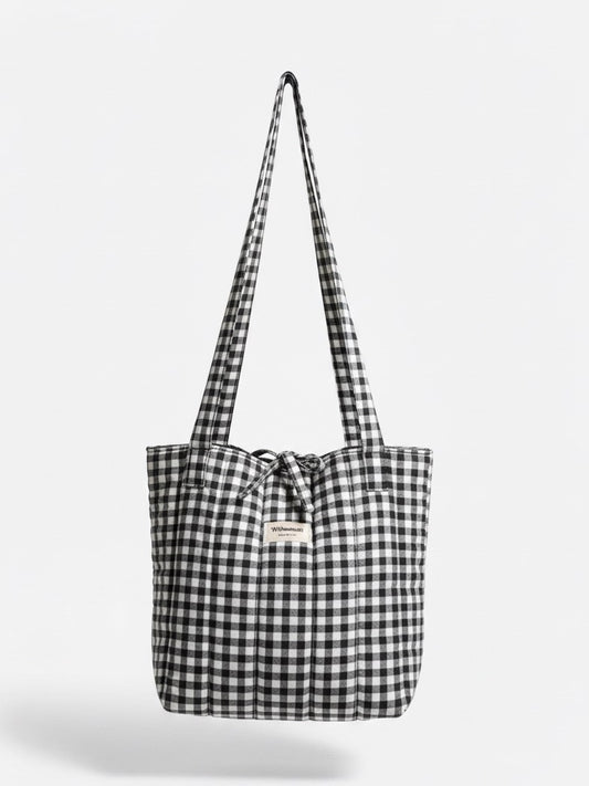 The Large gingham black tote bag