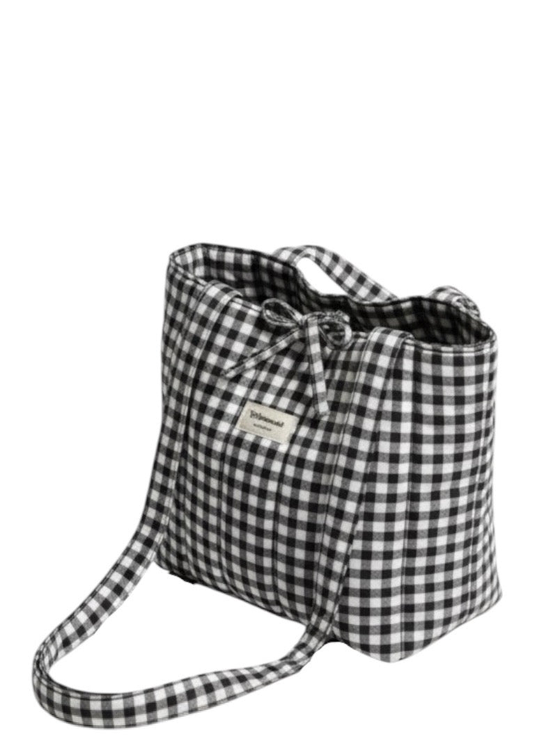 The Large gingham black tote bag