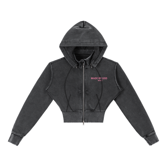 Vintage Washed Cropped Fleece Hoodie