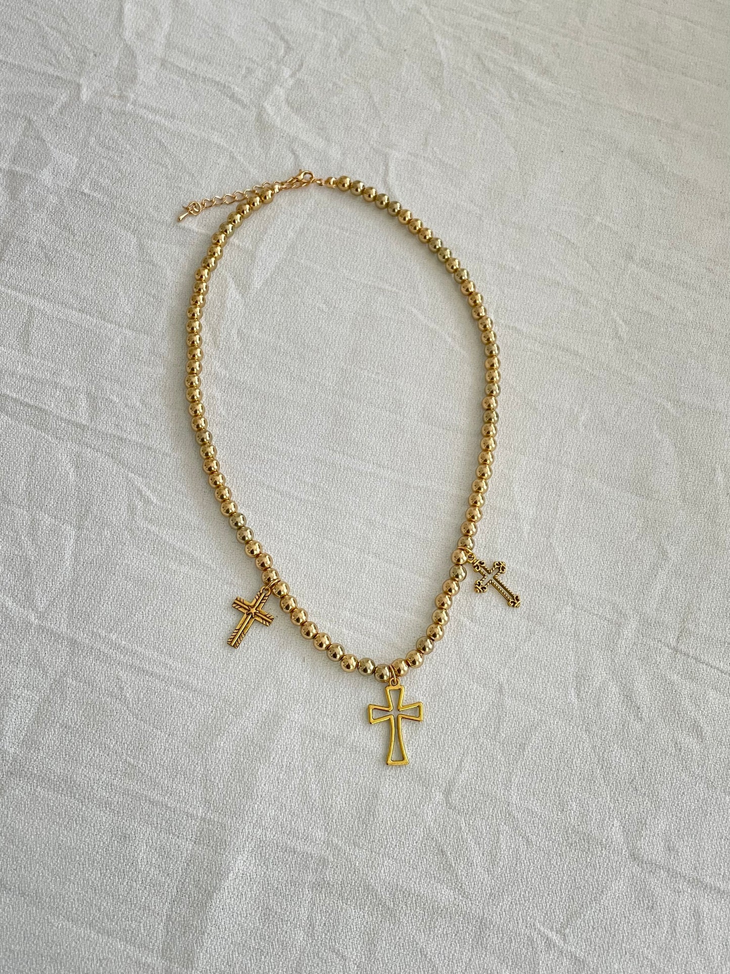 Resurrection cross pearl necklace
