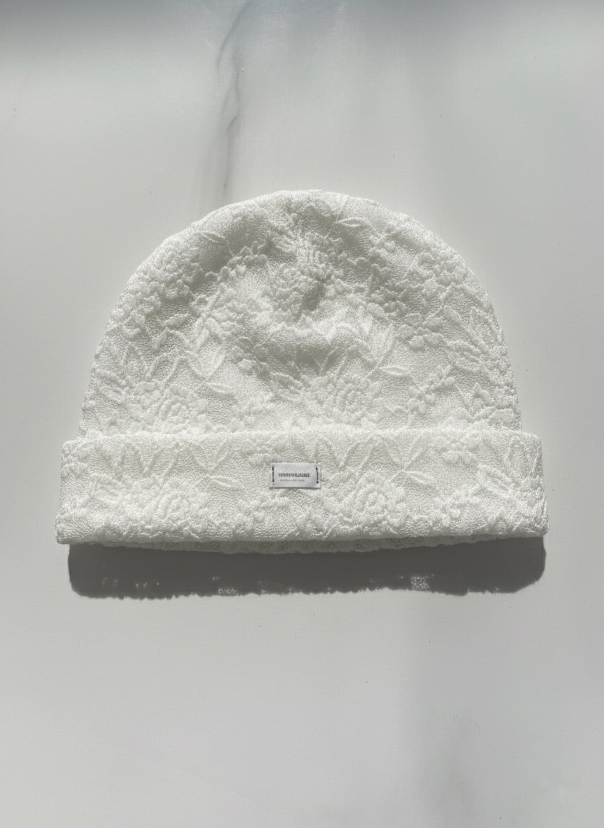 Dreamy lace handmade beanie | Milk