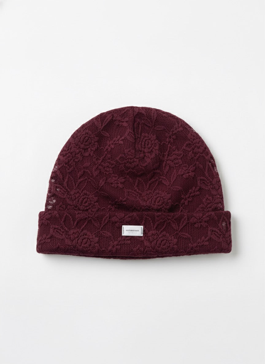 Dreamy lace handmade beanie | burgundy