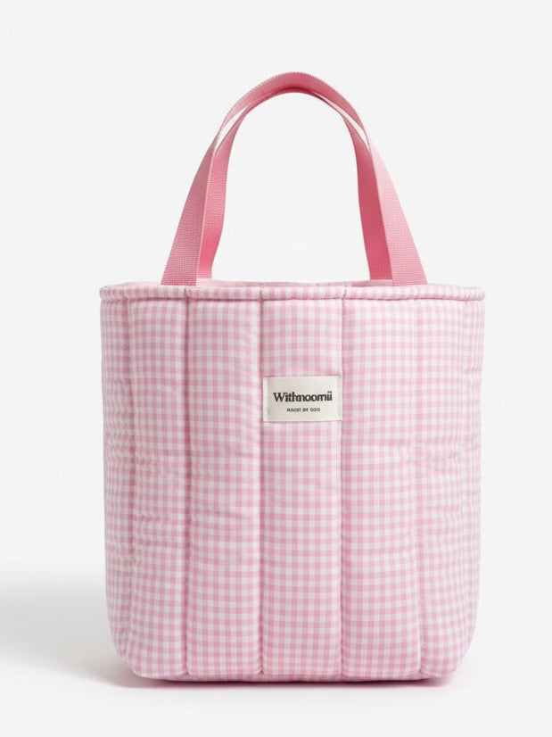The wide gingham pink bag