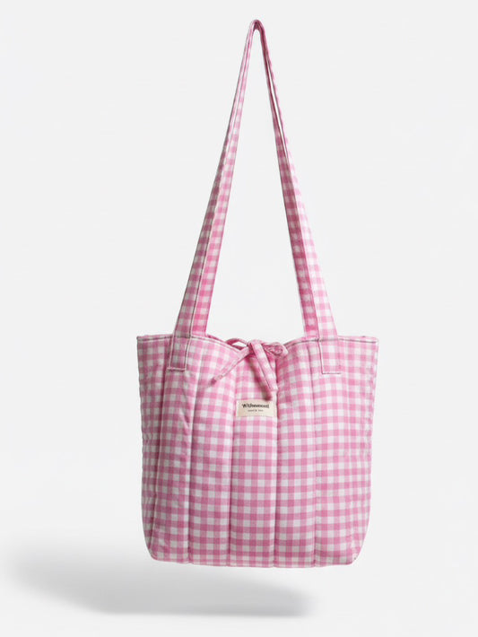 The Large gingham pink tote bag