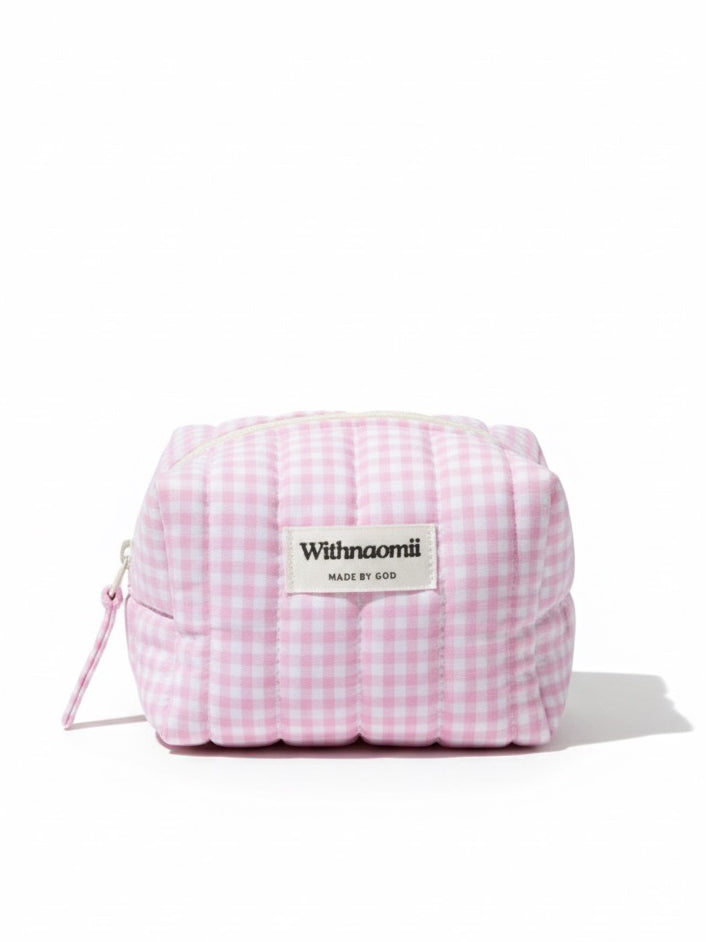 Mini gingham pink makeup bag