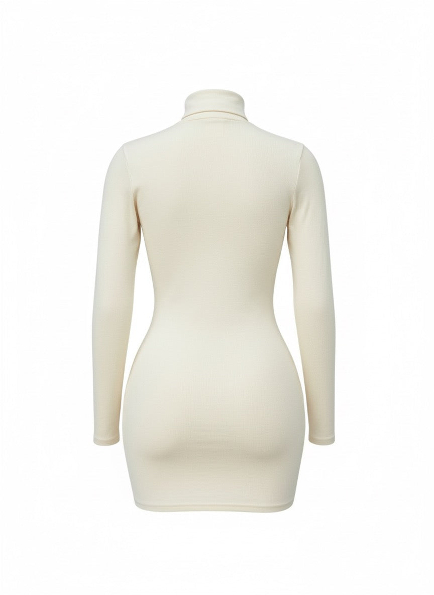 Slim fit turtleneck mini | stone