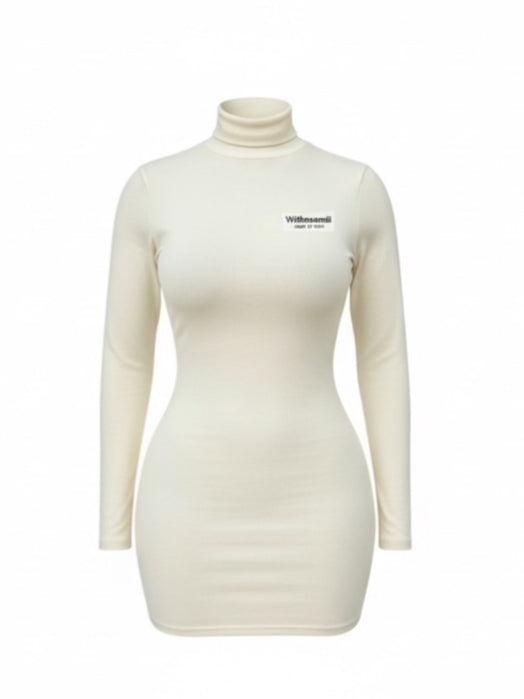 Slim fit turtleneck mini | stone