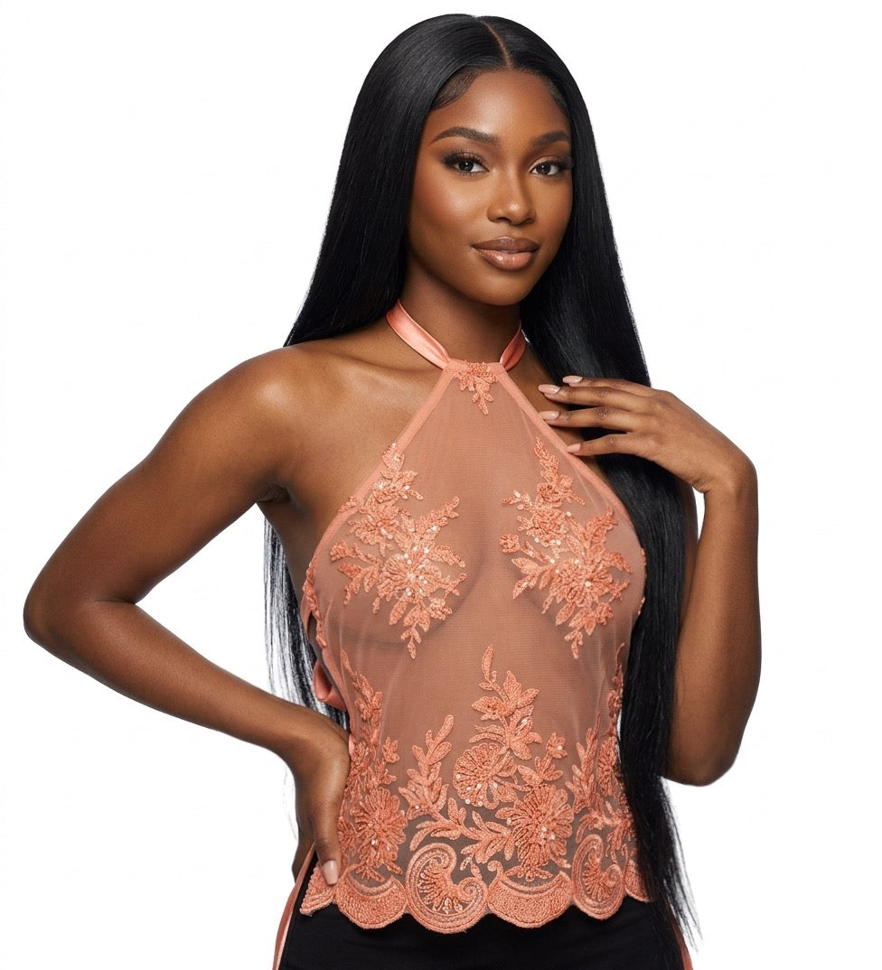 Peach lemonade pucker halter top