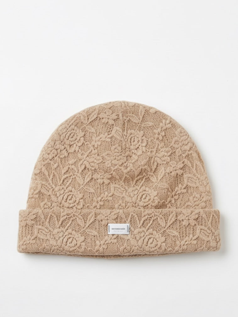 Dreamy lace handmade beanie | beige