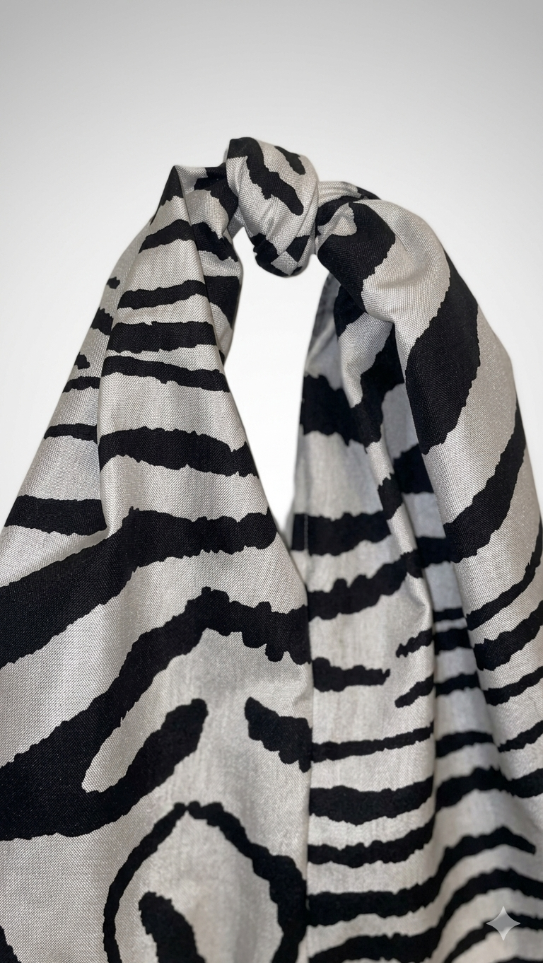 The Monochrome Zebra Knot Fringe Bag