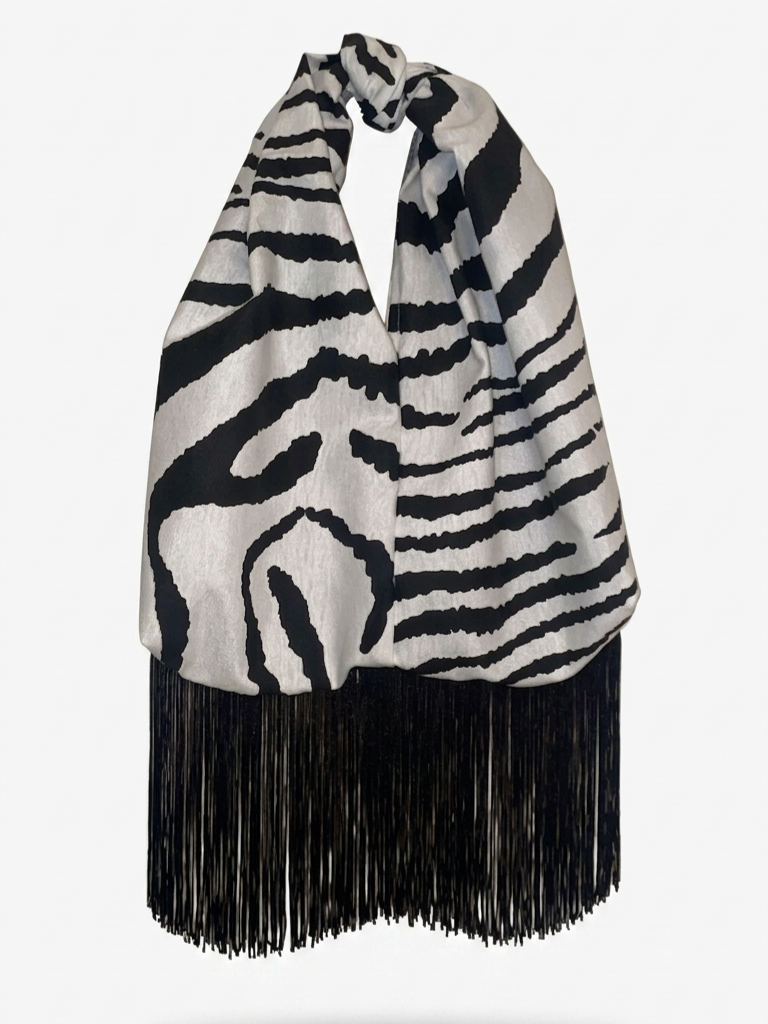 The Monochrome Zebra Knot Fringe Bag