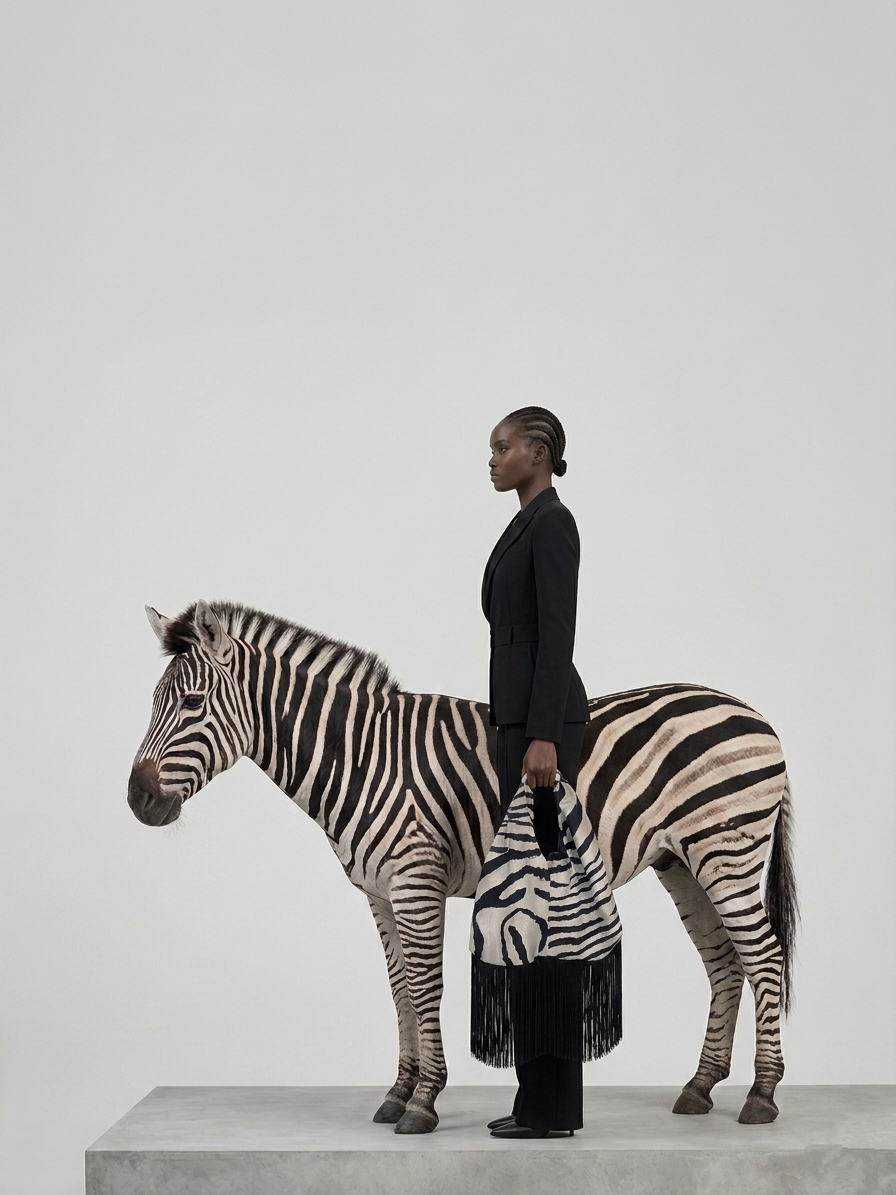 The Monochrome Zebra Knot Fringe Bag