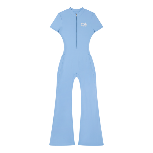 Weekend Runs Women’s Tight Flared Leg Quarter-Zip Jumpsuit