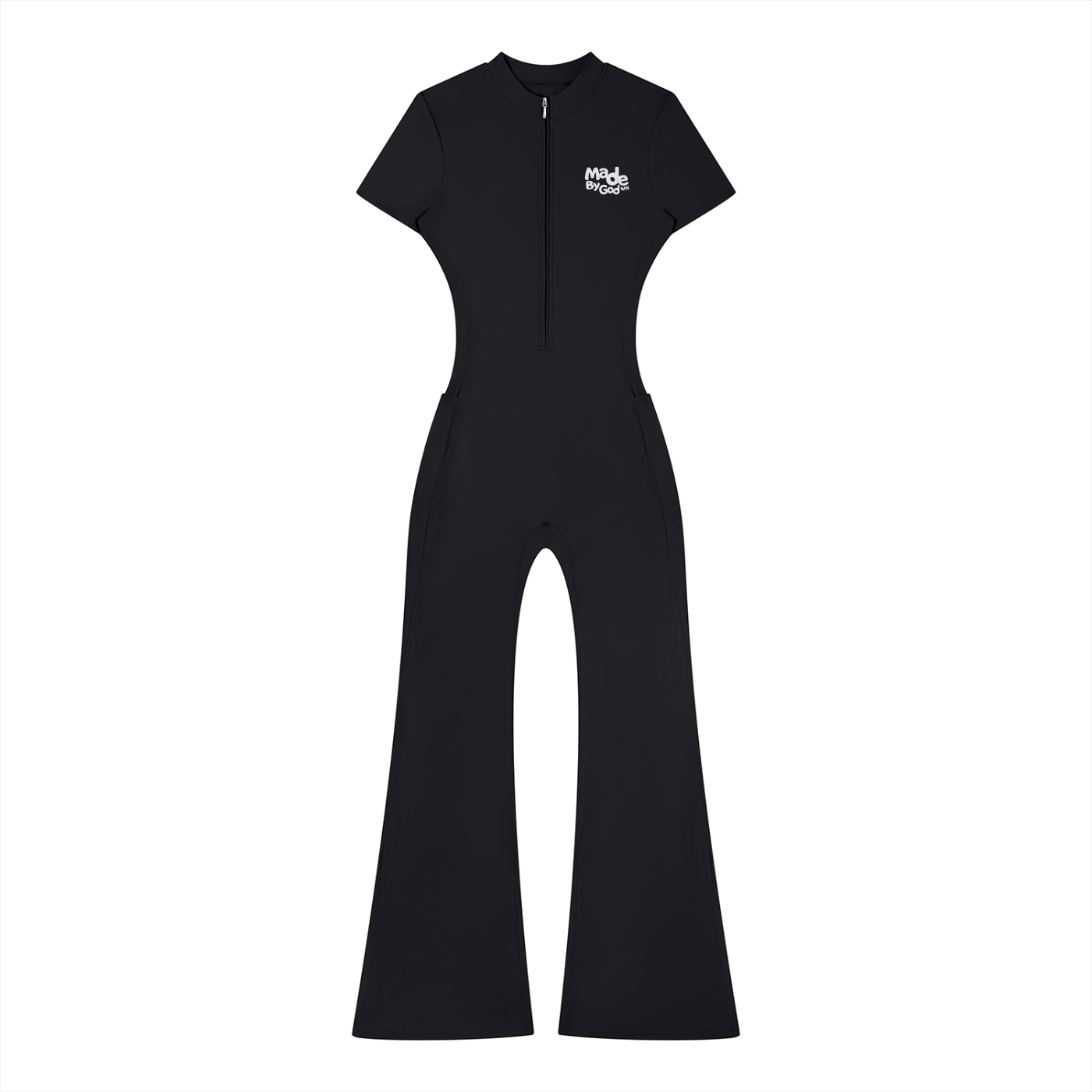 Weekend Runs Women’s Tight Flared Leg Quarter-Zip Jumpsuit