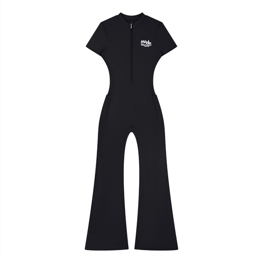 Weekend Runs Women’s Tight Flared Leg Quarter-Zip Jumpsuit